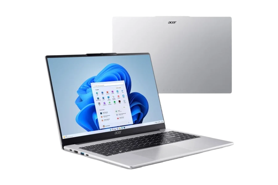 Srebrny laptop Acer Aspire Lite 15 z procesorem Ryzen 5 7430U